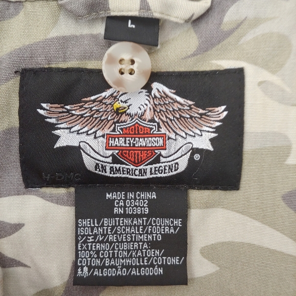 Harley Davidson Motorcycle 2 In 1 Camouflage Jacket Size Large - Picture 14 of 15